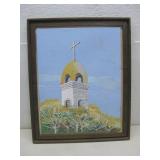 Framed Church Painting 13.5' x 16.5' See Info