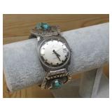 Vtg. N/A S.S Watch Turq,Coral Bracelet Hallmarked