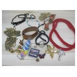 Assorted Costume Jewelry, Key Chains, Pins