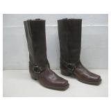 Vtg Frey Mens Leather Harness Boots Sz 12.5 See