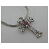 S.S Hallmarked Red Spinnel Necklace