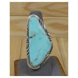 Sterling Silver Large Turquiose Ring Hallmarked JG