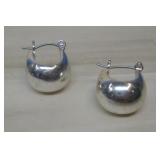 Silvertone Chunky Style Hoop Earrings
