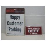 NM Beef Vanity Plate, Happy Customer Parking Sign