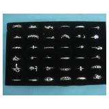 36-Assorted Silvertone Fashion Rings