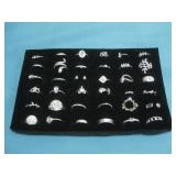 36-Assorted Silvertone Fashion Rings