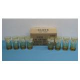 Eight Vtg Amber Glass Daises Drinking Glasses