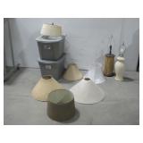 Two Table Lamps W/Collection Of Shades See Info