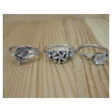 Lot Of Three Sterling Silver Rings Hallmarked
