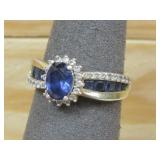 Sterling Silver Blue Topaz Hallmarked Ring