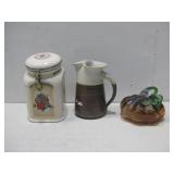 Blown Glass Pumpkin, Vtg Kitchen Canister See