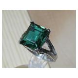 S.S Vtg. Tested Green Stone Ring