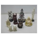 Nine Oriental Style Statues Buddha's Foo Dog See