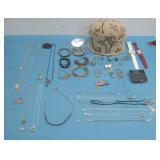 Vtg Powder Box W/Various Jewelry Pendant See Info