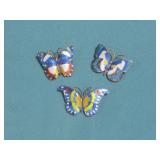 Three Enameled Butterfly Pins