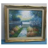 Framed Floral Walk Way Oil On Canvas Art See Info