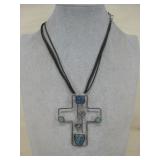 Silvertone Cross Pendant Necklace