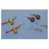 Two Pairs Of Beaded Earrings One Pair Silvertone