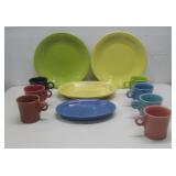 Assorted Fiestaware Plates & Coffee Cups