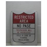 Metal Restricted Area NO PASE Title 19 Code See