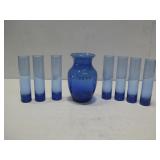 Seven Glass Bud Vases & Vase