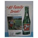 Vtg 1950 7up Cardboard Advertising Sign See Info