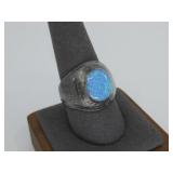 Vtg S.S. Signet Synthetic Opal Ring Hallmark 12g