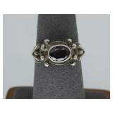 Vtg Sterling Silver Tested Garnet Ring