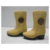 Two Vtg Ceramic Cowboy Boot Coin Banks 5' Tall