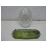 Vtg Glass Sconces Light Cover & Butter Tray
