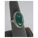 Sterling Silver Chalcedony Marcasite Ring Hallmark