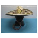 Vtg Mexican Sombrero W/Yellow Hearts See Info