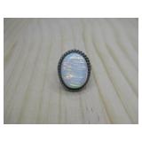 Vtg Sterling Silver N/A Opal Ring Hallmarked