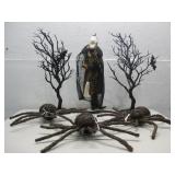 Assorted Halloween Decor (3) Spiders,(2) Trees See