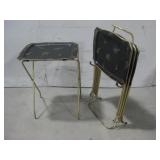 Four Vintage Mid-Century Metal TV Tray Tables See