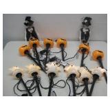 Two Halloween Yard Lights & Two Skeletons See Info