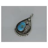 S.S. Navajo Turq. Tear Drop Pendant Hallmarked