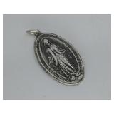Sterling Silver Miraculous Medal Pendant Hallmark