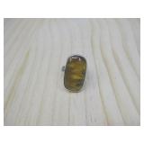 Vtg S.S. N/A Amber Pictomarked Ring 8.4GMS TW