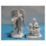 Vtg Ceramic Angel Vase & Porcelain Victorian See