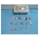 Vtg Costume Earring Collection W/Jewelry Box See