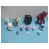 (12)Glass & Stone Elephant Figurines Various Sizes