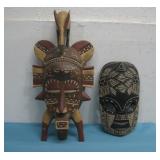 Two Wood Carved Tribal-Style Masks See Info