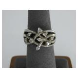 Sterling Silver Cross Over CZ Ring Hallmarked