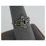 Sterling Silver Marcasite Navette Ring Hallmarked