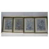 Four Framed Vtg Floral Prints 18.5' x 22.5' See