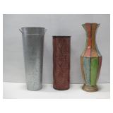 Three Decorative Metal Vases See Info