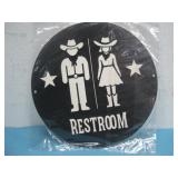 NIP Western Restroom Wood Sign 5.75'