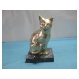 Brass Cat On Stone Base 6.5' Tall