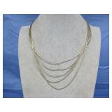 Multi Strand Silver Tone Necklace